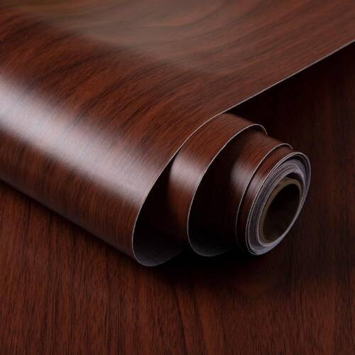 HOMEMATES Self-Adhesive Waterproof Vinyl Wallpaper for Furniture, Doors, and Desktops 45x304cm (Brown Wood)