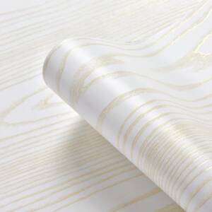 HOMEMATES Self-Adhesive Waterproof Vinyl Wallpaper for Furniture, Doors, and Desktops 45 X 304 CM (White Gold Wood)