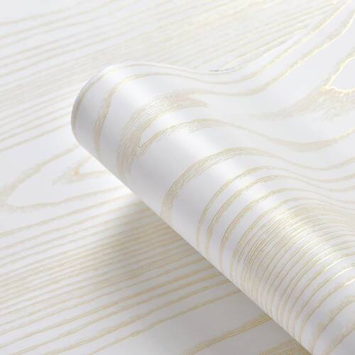 HOMEMATES Self-Adhesive Waterproof Vinyl Wallpaper for Furniture, Doors, and Desktops 45 X 304 CM (White Gold Wood)