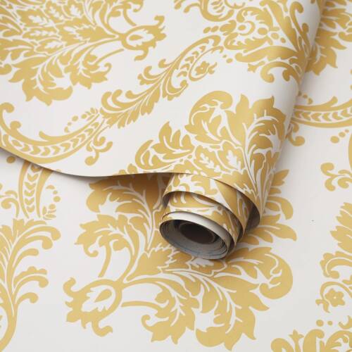 HOMEMATES Self-Adhesive Waterproof Vinyl Wallpaper for Furniture, Doors, and Desktops (Yellow Floral) 45x304cm