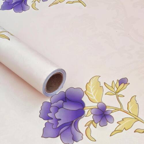 HOMEMATES Self-Adhesive Waterproof Vinyl Wallpaper for Furniture, Doors, and Desktops 45 X 304 CM (Purple Flower)