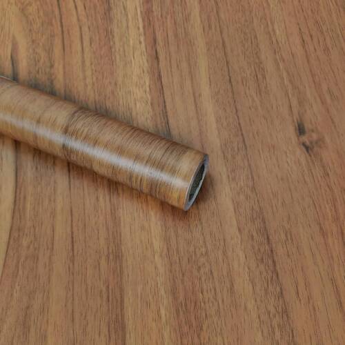 HOMEMATES Self-Adhesive Waterproof Vinyl Wallpaper for Furniture, Doors, and Desktops 30 X 304 CM- (Brown Teak Wood)