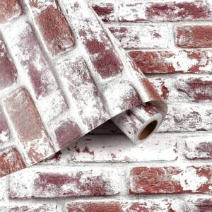 HOMEMATES Self-Adhesive Waterproof Vinyl Wallpaper for Furniture, Doors, and Desktops 45 X 304 CM (3D Brick)