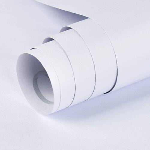 HOMEMATES Self-Adhesive Waterproof Vinyl Wallpaper for Furniture, Doors, and Desktops 45 X 304 CM (White)