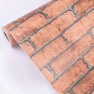 HOMEMATES Self-Adhesive Waterproof Vinyl Wallpaper for Furniture, Doors, and Desktops 45 X 304 CM (3D Brick-2)