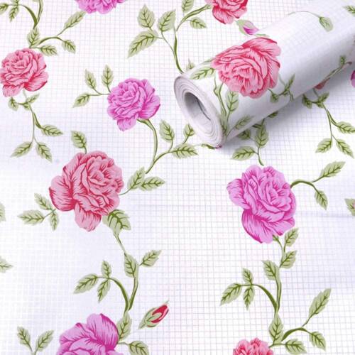 HOMEMATES Self-Adhesive Waterproof Vinyl Wallpaper for Furniture, Doors, and Desktops 45 X 304 CM (Pink Flower)