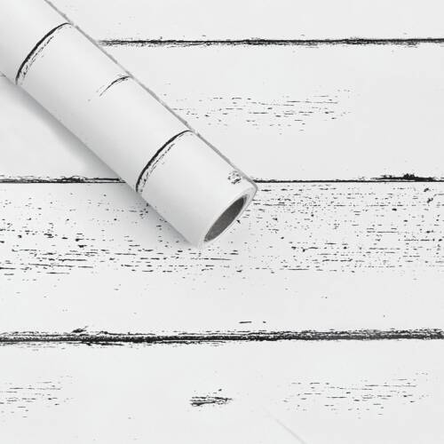 HOMEMATES Self-Adhesive Waterproof Vinyl Wallpaper for Furniture, Doors, and Desktops 45 X 304 CM (White Wood)