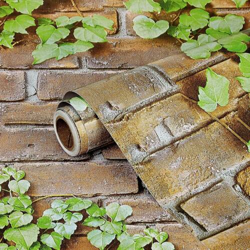 HOMEMATES Self-Adhesive Waterproof Vinyl Wallpaper for Furniture, Doors, and Desktops 45 X 304 CM (Brick Leaf)