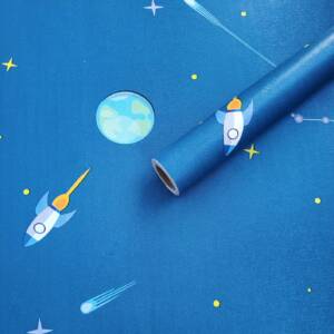 HOMEMATES Self-Adhesive Wallpaper Waterproof Old Furniture Wall Papers Blue Space (45 X 304 CM)