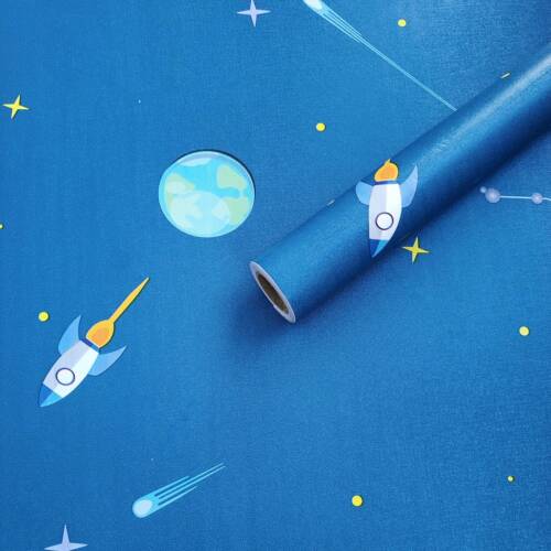HOMEMATES Self-Adhesive Wallpaper Waterproof Old Furniture Wall Papers Blue Space (45 X 304 CM)
