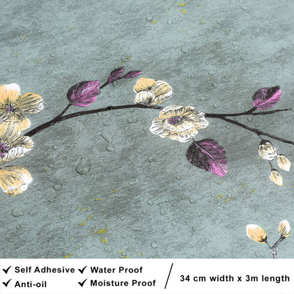 HOMEMATES Self-Adhesive Waterproof Vinyl Wallpaper for Furniture, Doors, and Desktops 45 X 304 CM (Flower Style-2) - Image 5