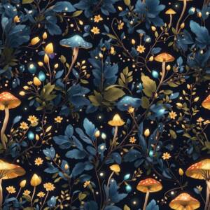 HOMEMATES Vintage Floral Peel and Stick Wallpaper Boho Floral Self-Adhesive Contact Paper for Bedroom, Wardrobe, Desktop – 45 x 304cm Removable Flower Wall Sticker (Mushroom Forest Blue)